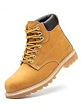 DINGGU Wide Men's Safety Steel Toe Work Boots,Waterproof Construction Boots with Composite Rubber...