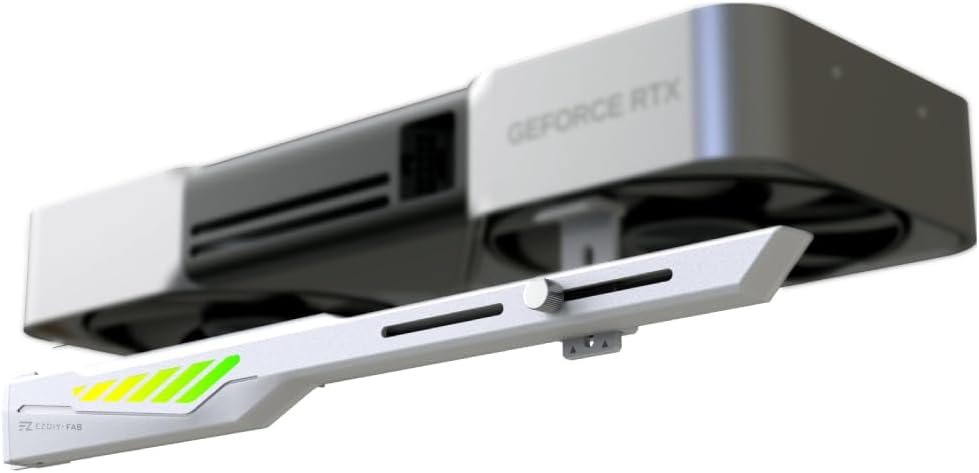 EZDIY-FAB VH90 ARGB GPU Support Bracket, Reinforced Adjustable Anti-Sag Graphics Card Support with Precision Rail & Lift System, 5V ARGB Sync-White
