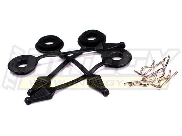 Integy RC Secured Body Clip (4) with Top Protection Cushion for 1/8 Scale