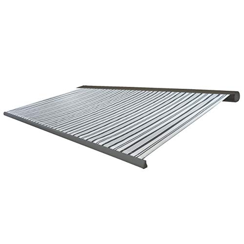 Mendler Elektrische Kassettenmarkise T122, Markise Vollkassette 4x3m - Polyester Grau/Weiß, Rahmen grau