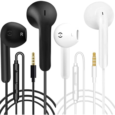 2 Pack Écouteurs Filaire Intra-Auriculaires Oreillettes Filaires ecouteur Anti-Bruit Casque et ecouteurs Ergonomique Stéréo Cover