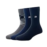 Peter England Men's Cotton Full Length Socks (Pack of 3) Navy, Black, Dark Grey