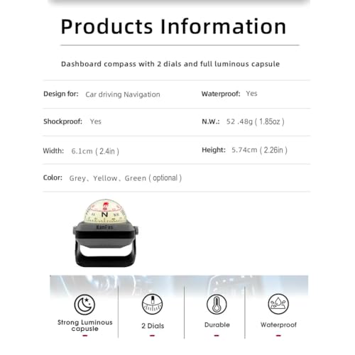 KanPas V-39-L Dashboard Ball Compass