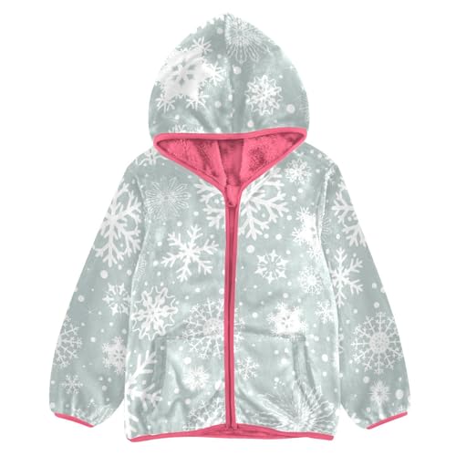 OTVEE Gray Christmas Snowflakes Kids Hoodie Jacket Fall Spring Full Zip Warm Outwear Coat