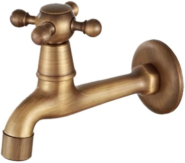 Antique Bronze Brass Bibcock Faucet - Multi-Use Wall-Mounted Water Tap for Washing Machine, Garden & Bathroom Mop Sink(E)