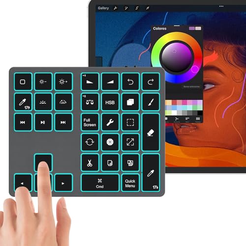 Doohoeek Updated Backlit Bluetooth Keypad for iPad Procreate...