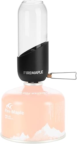 Fire-Maple Farol naranja para acampar de vidrio, acero y aluminio | Recipiente de combustible de propano o isobutano hermosas luces | No necesita
