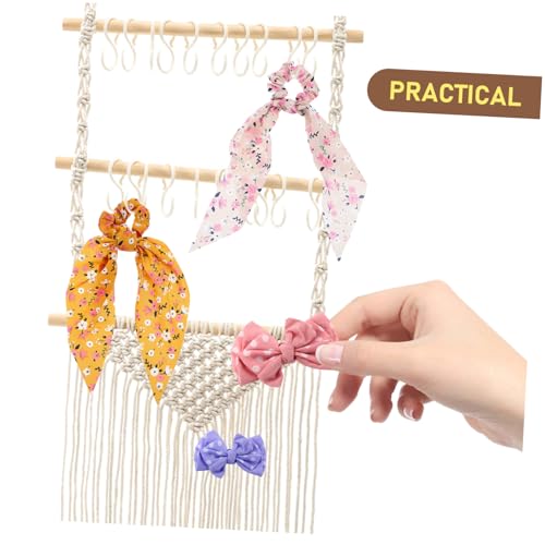 Support mural macramé avec crochets S offrant un rangement suspendu pour serre-têtes - 4