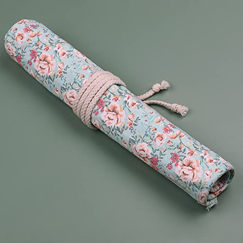 Coopay Large Knitting Needle Case 14 Inch, Extra Long Straight Needle Storage With 20 Slots, Canvas Roll Holder Flower Bag UK - Image 3