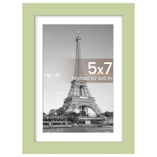 Image of upsimples 5x7 Picture Frame, Display Pictures 4x6 with Mat or 5 x 7 Without, Wall Hanging Photo Frames, Green, 1 Pack