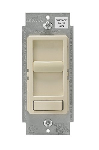 Image of Leviton 6674-P0T 2 Pack Decora SureSlide Slide CFL LED dimmer, Light Almond