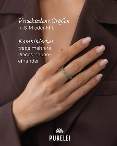 Purelei Aventurine Light Anxiety Ring (S-M) – Verstellbarer Damenring aus Aventurin-Perlen – Wasserfester Ring Damen – Anti Stress Ring… – Ansicht 6