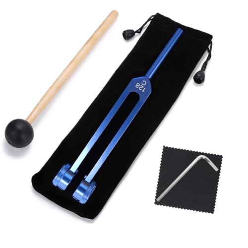 MoResolune C128 Tuning Fork Tone Therapy 128 hz Healing Instrument Sound Bath Weighted Aluminum Chakra Healing Tuning Fork Medical Diapasones Terapeuticos Meditation Tools blue