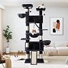 Allewie 81 Inches Tall Cat Tree/Multi-Level Large Climbing Tree House and Towers for Big Feline/Condo and Hammock/Scratching Post/Wide Base/Dark Grey
