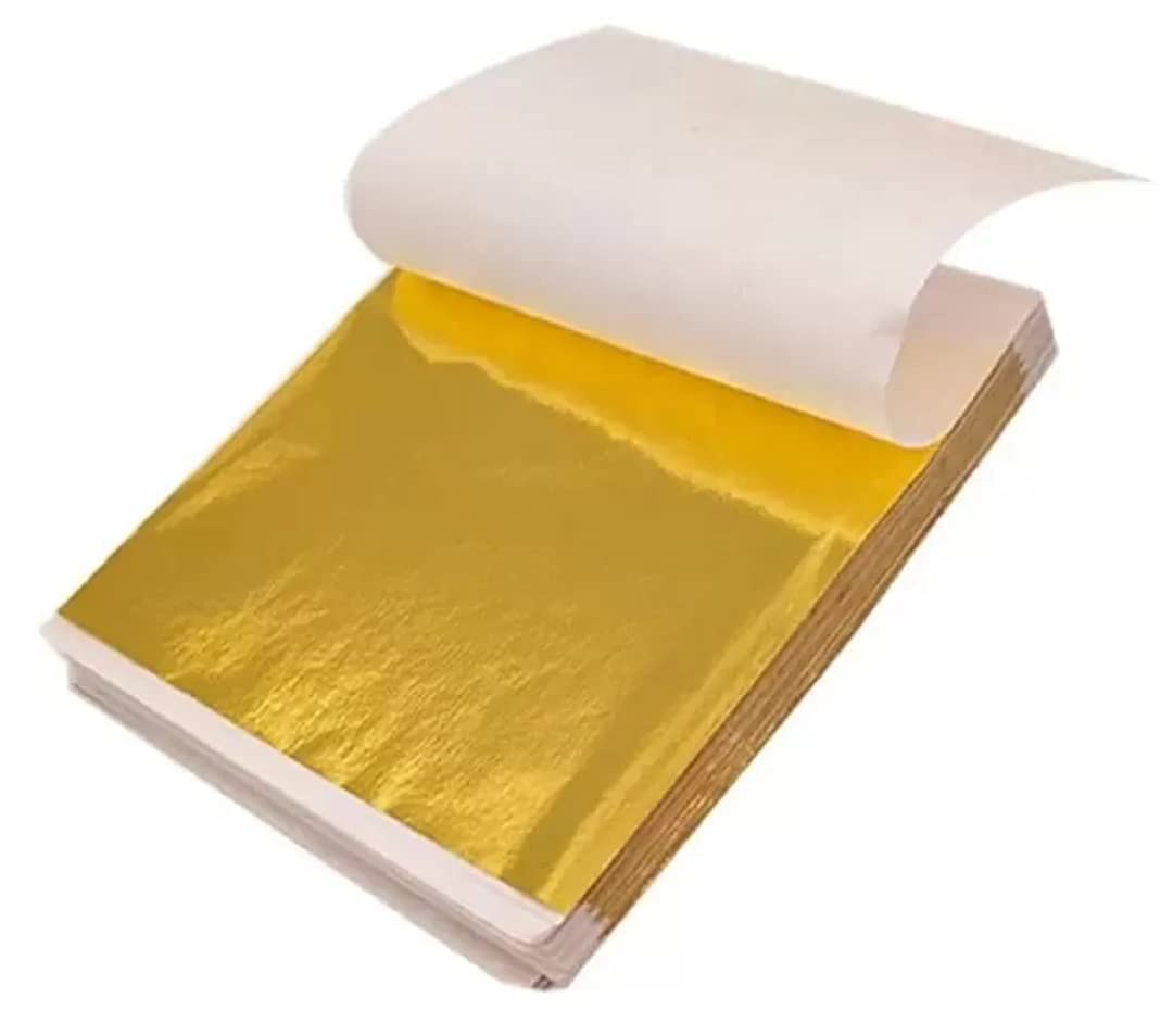 SGLSImitation Gold Leaf (Size 6×6 inch)25 Sheets for Gliding, Painting,Home Decoration, Furniture Resin,DIY,Slime,Mysore Painting, Art and Crafts,etc (25 Gold Leaf)
