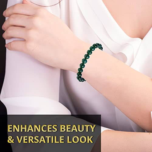 Image of ANAYA AGATE Healing Crystal Bracelet for Women and Men - 8mm Round Beaded Bracelet for Men and Women - Unisex Stretchy Gemstone Bracelet for Healing and Protection