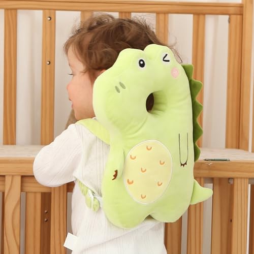 Image of Baby Head Protector Backpack - Soft & Lightweight Head Protection Pillow for Bebe Walking and Crawling(Dinosaur)