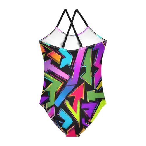 Girls Swimsuit Lightning Arrow Pattern One Piece Swimwear2