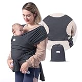 Momcozy Baby Wrap Carrier Slings, Easy to Wear Infant Carrier Slings for Babies Girl and Boy, Adjustable Baby Carriers for Newborn up to 50 lbs, Deep Grey