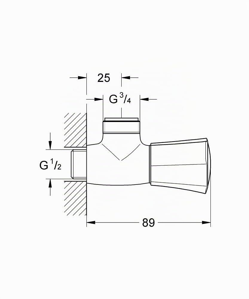 Grohe 26010001 Rubinetto da 1/2" per Doccia o Lavatrice Adria, Cromo