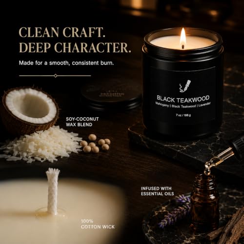 Image of Scented Candles for Men, 6 Masculine Scents Set, 42oz Total | 200H-250H Burn Time, Woody Manly Gift Set, Smoked Vanilla, Black Teakwood Santal & Vetiver for Him