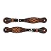 Turquoise Cross 45-0401 Ladies Floral Tooled Ladies Spur Straps, Light Oiled