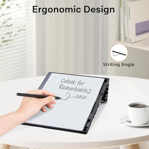 Image of CoBak Case Compatible with Remarkable 2 Paper Tablet, Black Notebook | Built-in Pen Holder, Multi-Angle Foldable Stand, Custom Fit for 2020 Released reMarkable 2