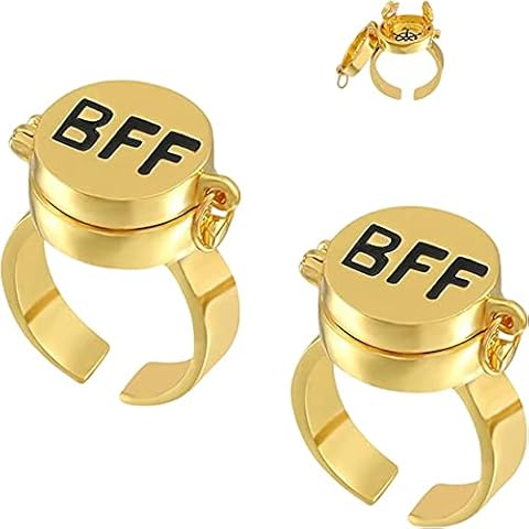 NETHIX BFF Rings 2 Best Friends Forever Ring Adjustable Rings for Teen Girls Friendship Rings Matching Couple Anime Jewelry Ring (2pcs) Cover