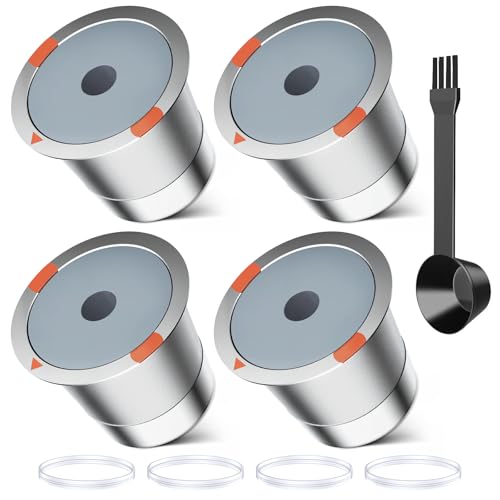 Reusable k Cups for keurig 2.0 1.0,Universal stainless steel Refillable k Cups Filter Use for Keurig all most of coffee Makers brewers(4pack)…
