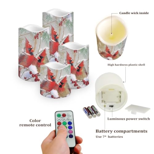 Image of Cardinal Flameless LED Candles Set of 4 | Flameless Candles with Remote Flickering LED Candles with Timer for Holiday Patio Celebration Accents