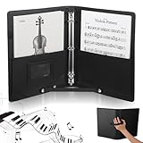 Sheet Music Folder 3 Ring Black(13' x 9.8'), Large PU Leather Choir Folder with Hand Strap and Internal Retention Strap for Piano, Choral, Musician & Stage Performance