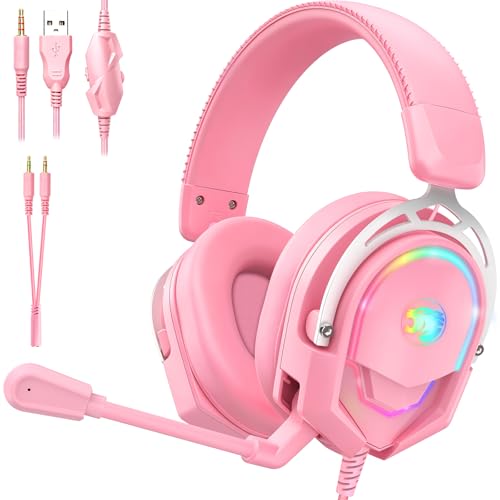 Image of K98 Wired RGB Gaming Headset with Mic, Over Ear Gaming Headphones, 50mm Neodymium Drivers, Noise Isolating Microphone, Memory Foam Cushions, Aluminum Alloy Frame for PC, PS5, PS4, Xbox, Switch
