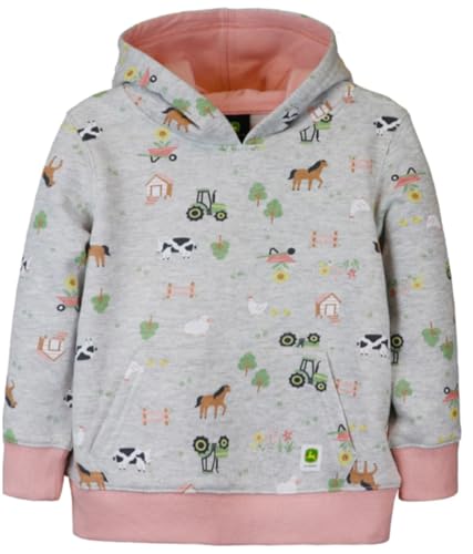John Deere Gray Farm items Tractor, Sheep, Pig, Cow, Horse Hoodied Sweatshirt Sizes 2T 3T 4T