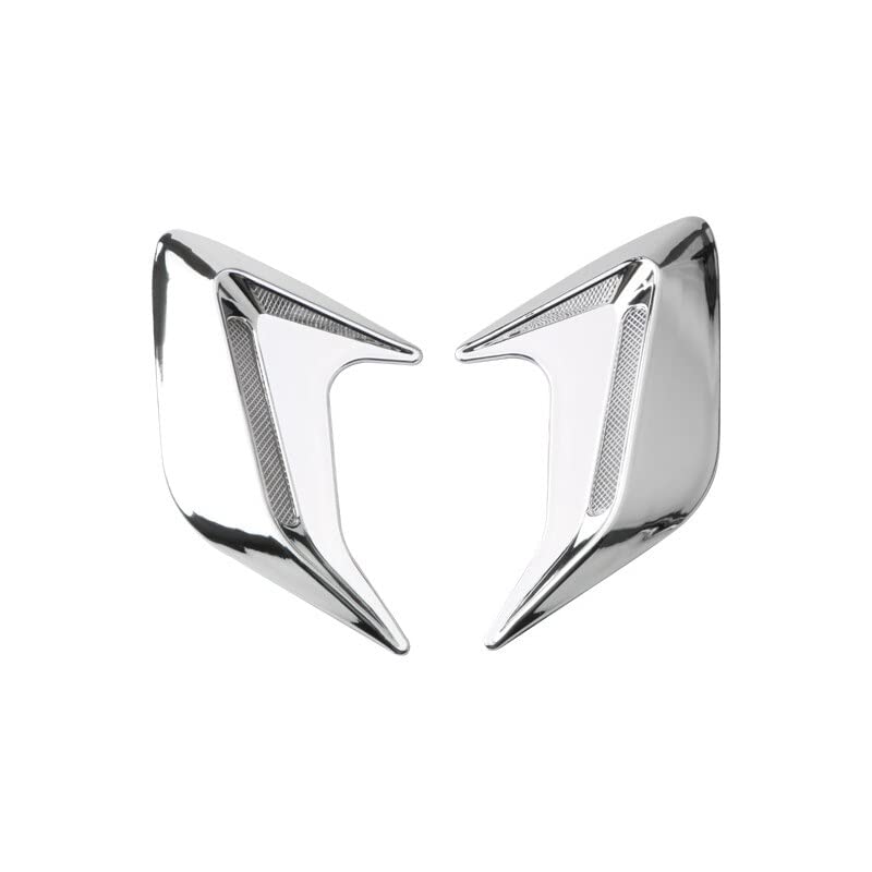 Automaze 2pc Car Air Flow Intake Decorative Side Vent Hood Cover Universal Air Flow Vent Protection Cover (Chrome)