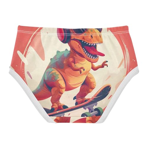 Cartoon Dino with Headphones Undies for Toddler Girls, Girls' Underwear, 2T–8 Years2