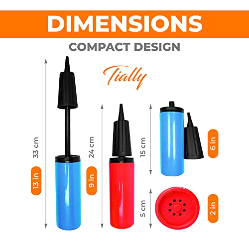 Balloon Pump Handheld - Mini Dual Action Balloon Blower Pump, Bomba Para Inflar Globos, Hand Pump Balloon Inflator For Party Garlands, Inflatables, Yoga Balls, 2 Pack Blue&Red Ballon Air Pump #TOP3