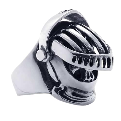 Bague biker acier inoxydable bague homme robuste look casque argent