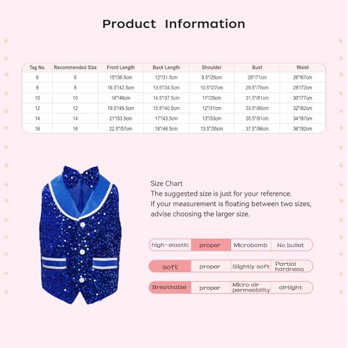 Unisex Kids Boys Girls Dance Party Shirt Sparkling Sequins Velvet Vest Buttons Irregular Hem Waistcoat with Bowtie3
