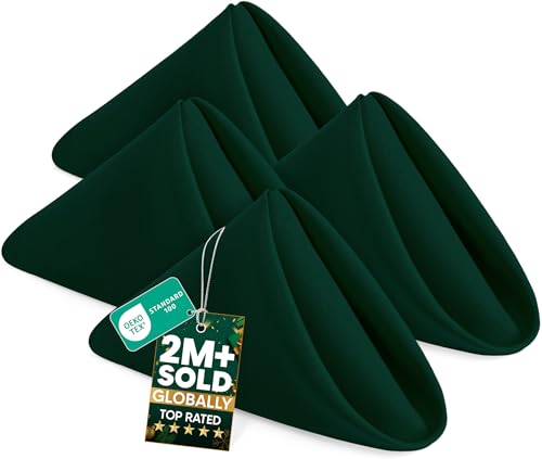 Utopia Home [24 Pack, Hunter Green] Cloth Napkins 17X17 Inches, 100% Polyester Hemmed Edges, Washable And Reusable Ideal For Parties, Weddings And Dinners