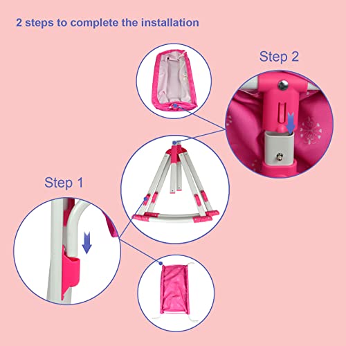 Anivia Doll Bed Furniture 2 Function Toy, Doll Bed and Doll Swings Together for 18 inches Baby Dolls, Baby Doll Crib with Bottom (DP601PINK) - Thumbnail 5