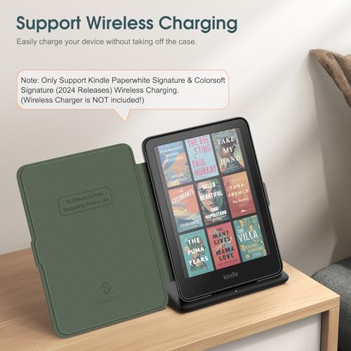 Image of Fintie Case for 7 inch All-New Kindle Paperwhite (12th Generation, 2024) and Kindle Colorsoft Signature Edition - Slim Lightweight Shell PU Leather Protective Cover with Auto Sleep /Wake, Alpine Green