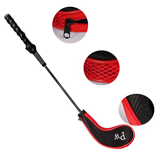 EDATOFLY 10 Stück Schlägerkopfhüllen für Eisen Schlägerhauben Golf Langer Hals mit Anzahl Print und 1 Stück Golf Bürste (Schwarz + Rot)