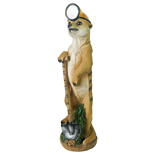 Lujuny Cute Meerkat Garden Statue - Meerkat With Light Up Led Helmets Figure Solar Light Animal Ornament Outdoor Figurine For Balcony Patio Lawn Yard Decorations (Led Hat) #TOP13
