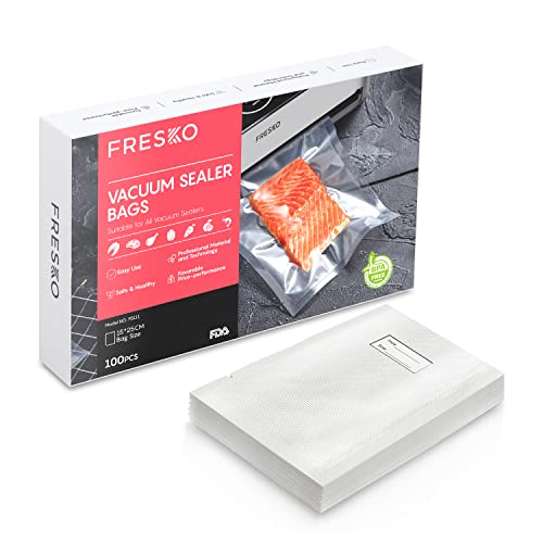 FRESKO Bolsas selladoras al vacío de alimentos, 100 unidades, 15x25 cm, de grado comercial, conveniente diseño de paquete extraíbles, bolsas precortadas con libre de BPA y aprobado por la FDA Cover