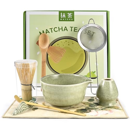 Matcha Whisk Set, 8 PCS Matcha Bowl Set with Whisk and Tea Scoop - Traditional Matcha Kit for Authentic Matcha Preparation, Perfect for Gift