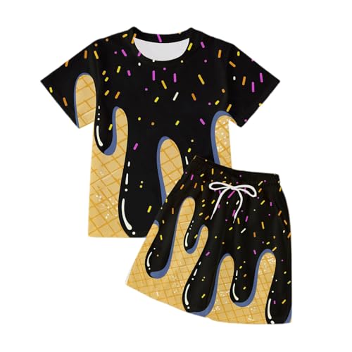 Conjuntos de verano para niñas con divertido estampado de hielo casual y fresco