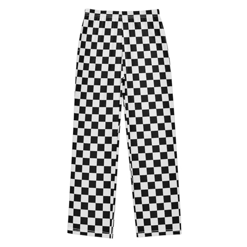 CHIFIGNO Soft Pj Pants Checkerboard Black White Pajama Pants Pants Size 9-10 with Pockets