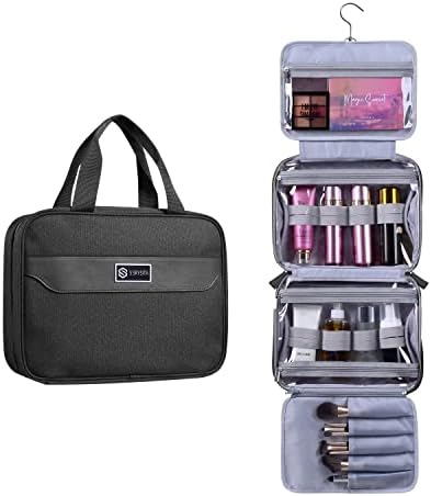 S SRYSITA Hanging Toiletry Bag for Women Men Water-resistant Travel Makeup Cosmetic Bag Shower Organizer Kit for Shampoo, Full Sized Container, Toiletries Grey 1 S SRYSITA Hanging Toiletry Bag for Women Men Water-resistant Travel Makeup Cosmetic Bag Shower Organizer Kit for Shampoo, Full Sized Container, Toiletries Grey