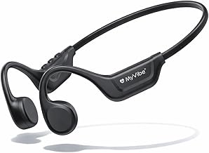 MYVIBE is Powerful Bluetooth Sports Bone Conduction Headphones - IPX5 Waterproof Earbuds, 9H Battery Life, Ultra Light 28g - Ideal Running, Hiking, Fitness & Urban (Black)
