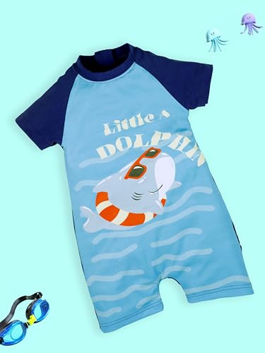 Image of KiddoPanti Boys & Girls Half Sleeve Mid Thigh Length Swim Suit